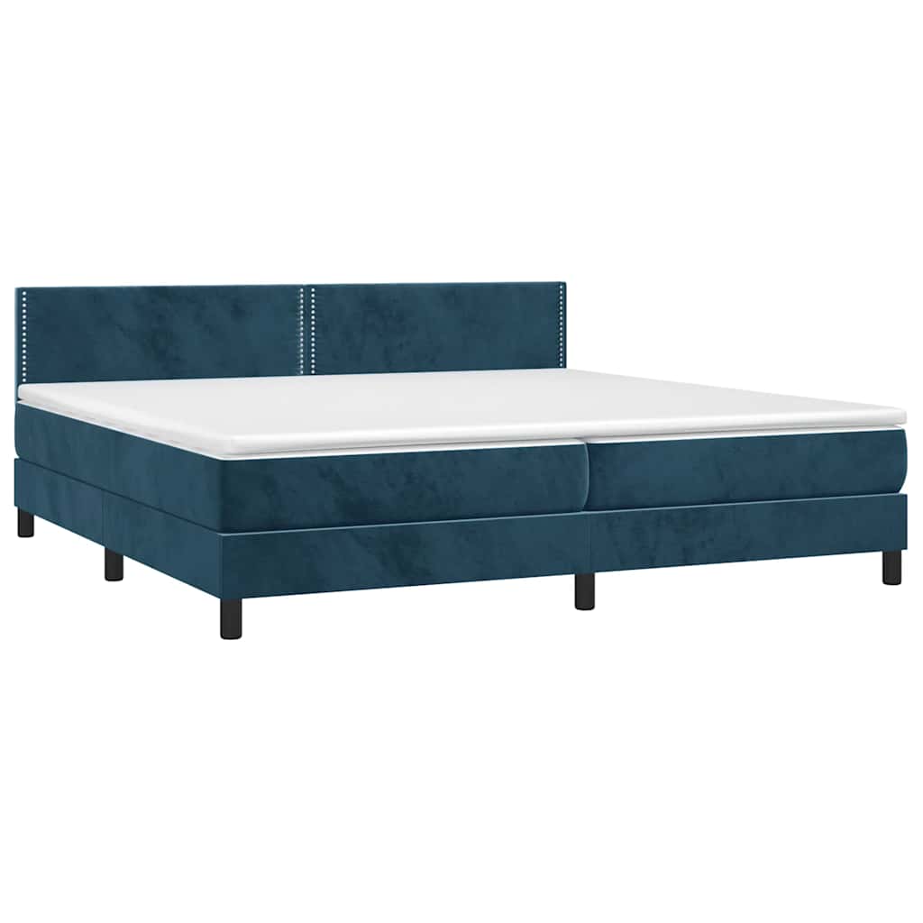 vidaXL Κρεβάτι Boxspring με Στρώμα Σκούρο Μπλε 200x200 εκ. Βελούδινο