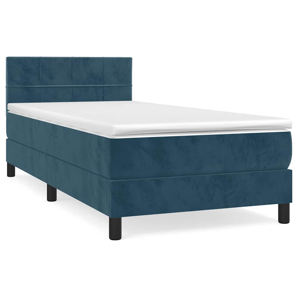 vidaXL Κρεβάτι Boxspring με Στρώμα Σκούρο Μπλε 80 x 200 εκ. Βελούδινο