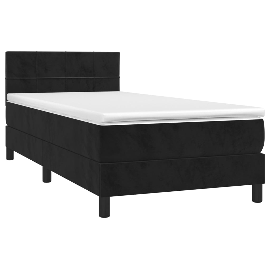 vidaXL Κρεβάτι Boxspring με Στρώμα Μαύρο 100x200 εκ. Βελούδινο