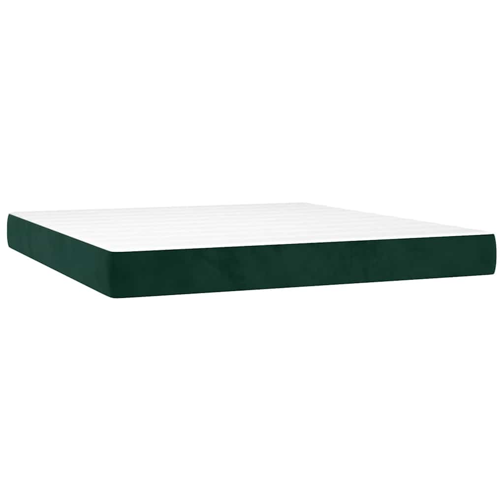 vidaXL Κρεβάτι Boxspring με Στρώμα Σκούρο Πράσινο 160x200εκ. Βελούδινο