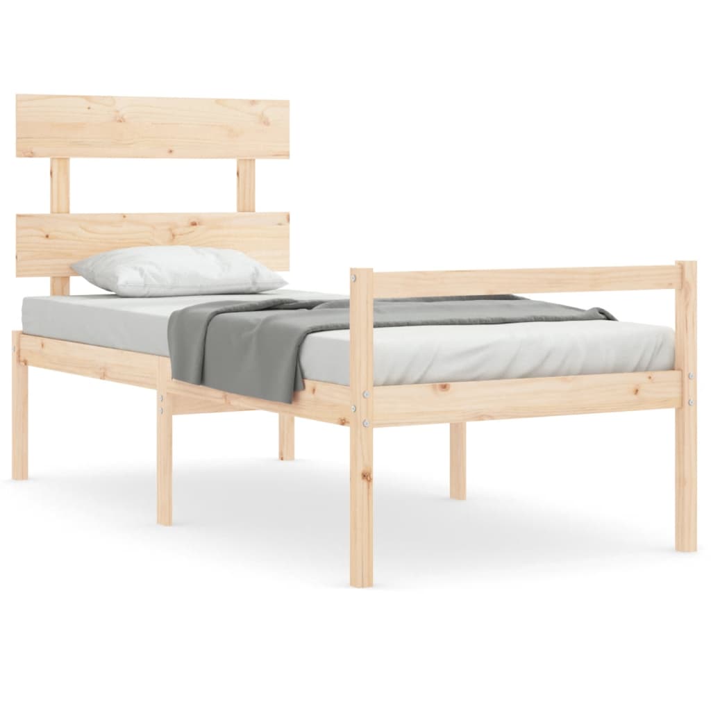 vidaXL Κρεβάτι Ηλικιωμένου με Κεφαλάρι από Μασίφ Ξύλο Small Single