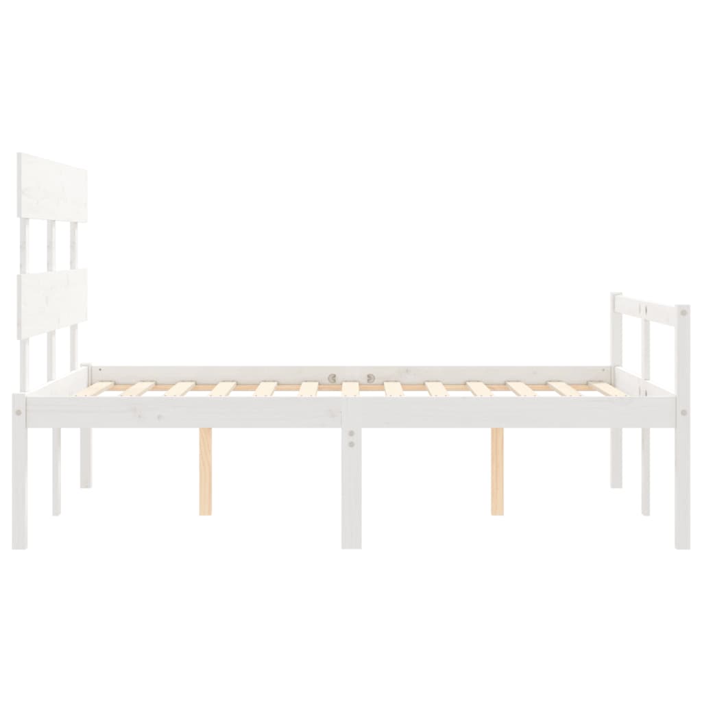 vidaXL Κρεβάτι Ηλικιωμένου με Κεφαλάρι 120 x 200 εκ. Λευκό Μασίφ Ξύλο
