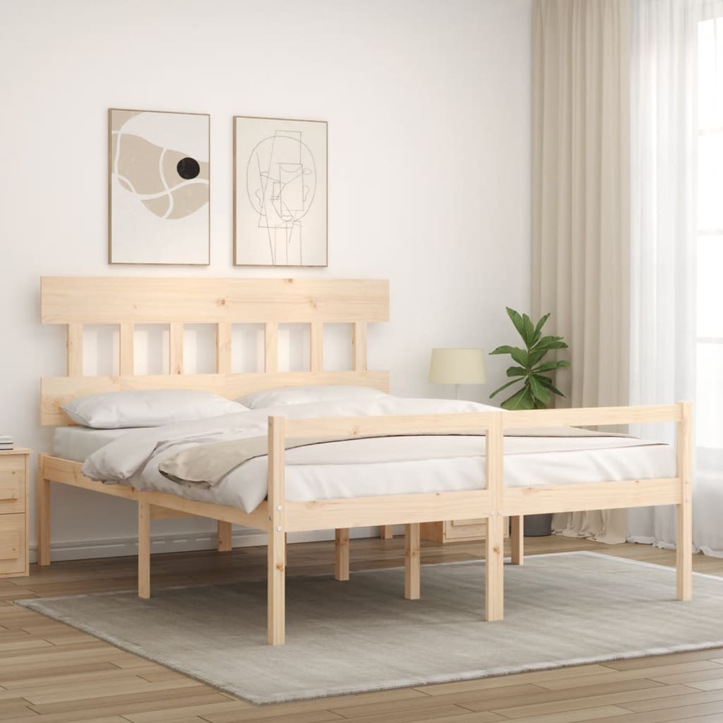 vidaXL Κρεβάτι Ηλικιωμένου με Κεφαλάρι 160 x 200 εκ. από Μασίφ Ξύλο
