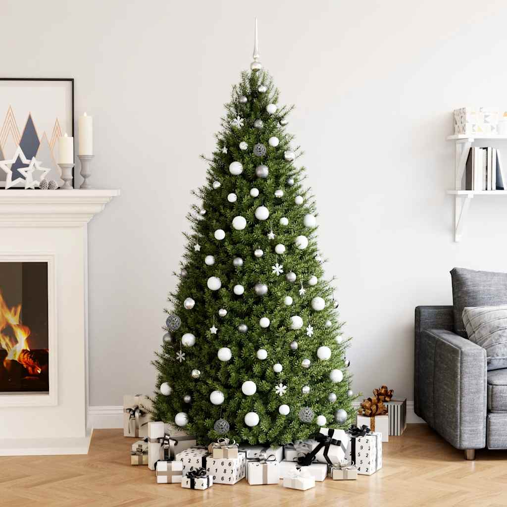 vidaXL Σετ Μπάλες Χριστουγεννιάτικες 111 τεμ. Λευκές/Γκρι Πολυστυρένιο