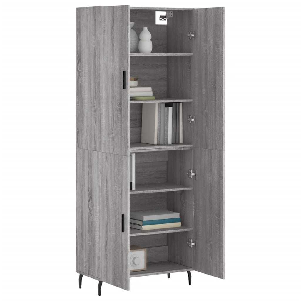 vidaXL Ντουλάπι Γκρι Sonoma 69,5 x 34 x 180 εκ. Επεξεργασμένο Ξύλο