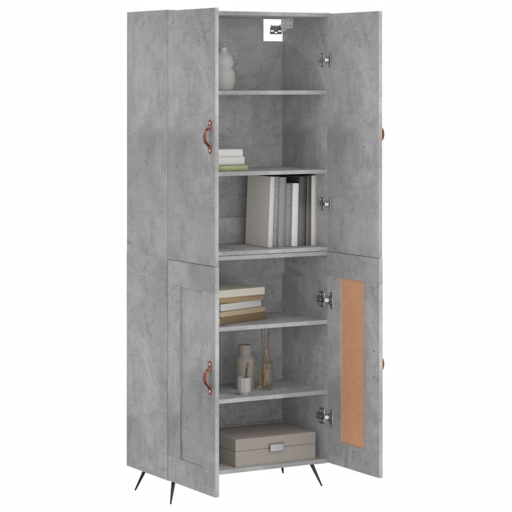 vidaXL Ντουλάπι Γκρι Σκυροδέματος 69,5x34x180 εκ. Επεξεργασμένο Ξύλο