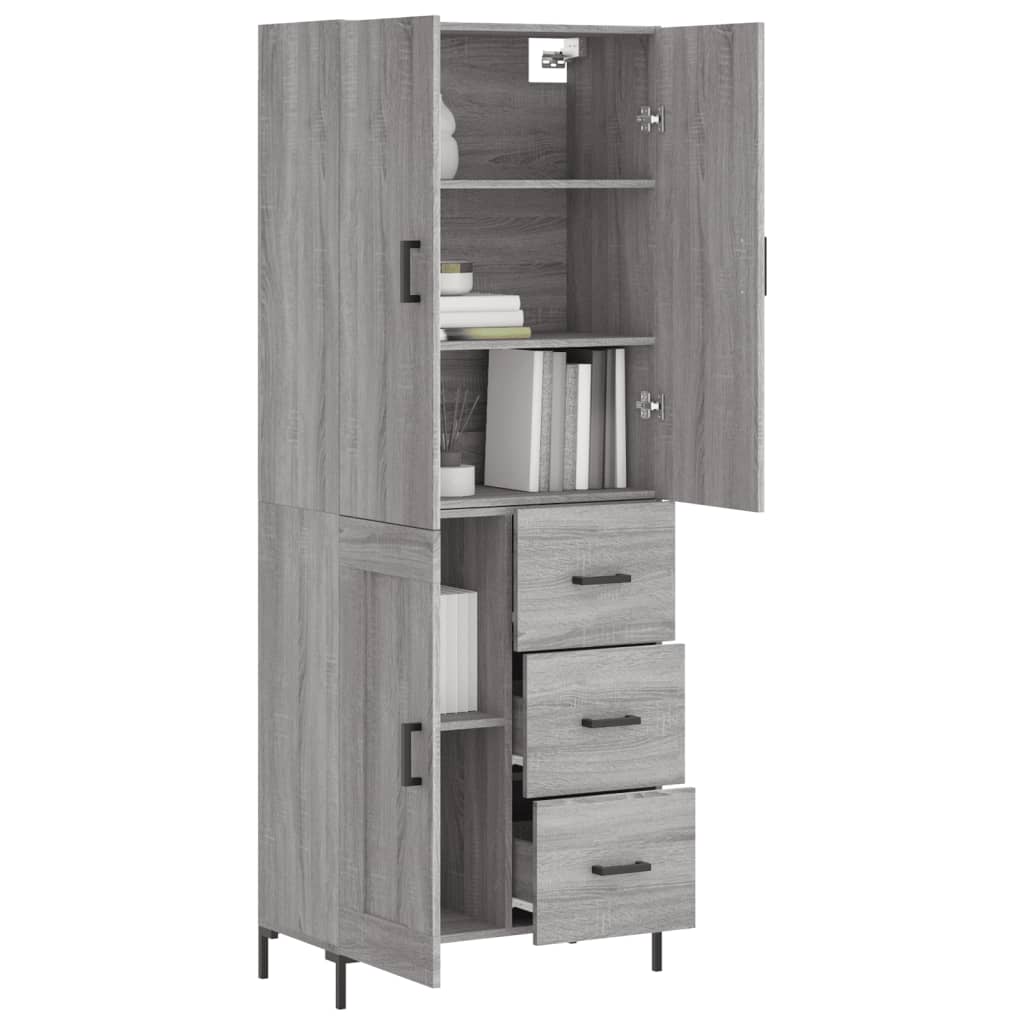 vidaXL Ντουλάπι Γκρι Sonoma 69,5 x 34 x 180 εκ. Επεξεργασμένο Ξύλο