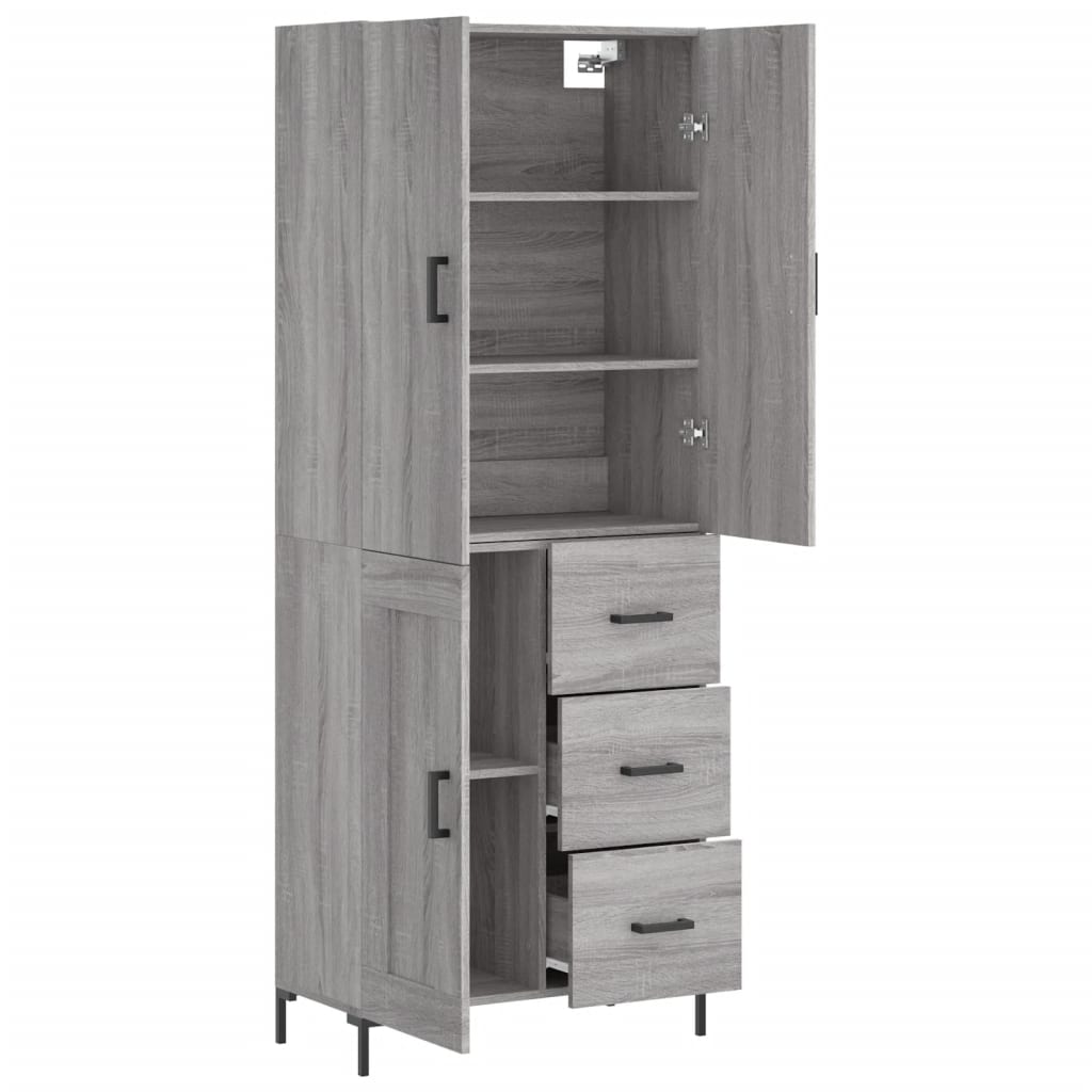 vidaXL Ντουλάπι Γκρι Sonoma 69,5 x 34 x 180 εκ. Επεξεργασμένο Ξύλο