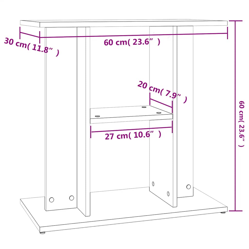 vidaXL Βάση Ενυδρείου Λευκή 60 x 30 x 60 εκ. από Επεξεργασμένο Ξύλο