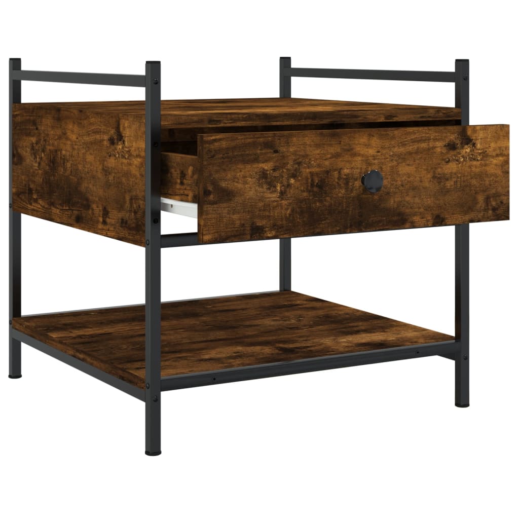 vidaXL Τραπεζάκι Σαλονιού Καπνιστή Δρυς 50x50x50 εκ. Επεξεργασμ. Ξύλο