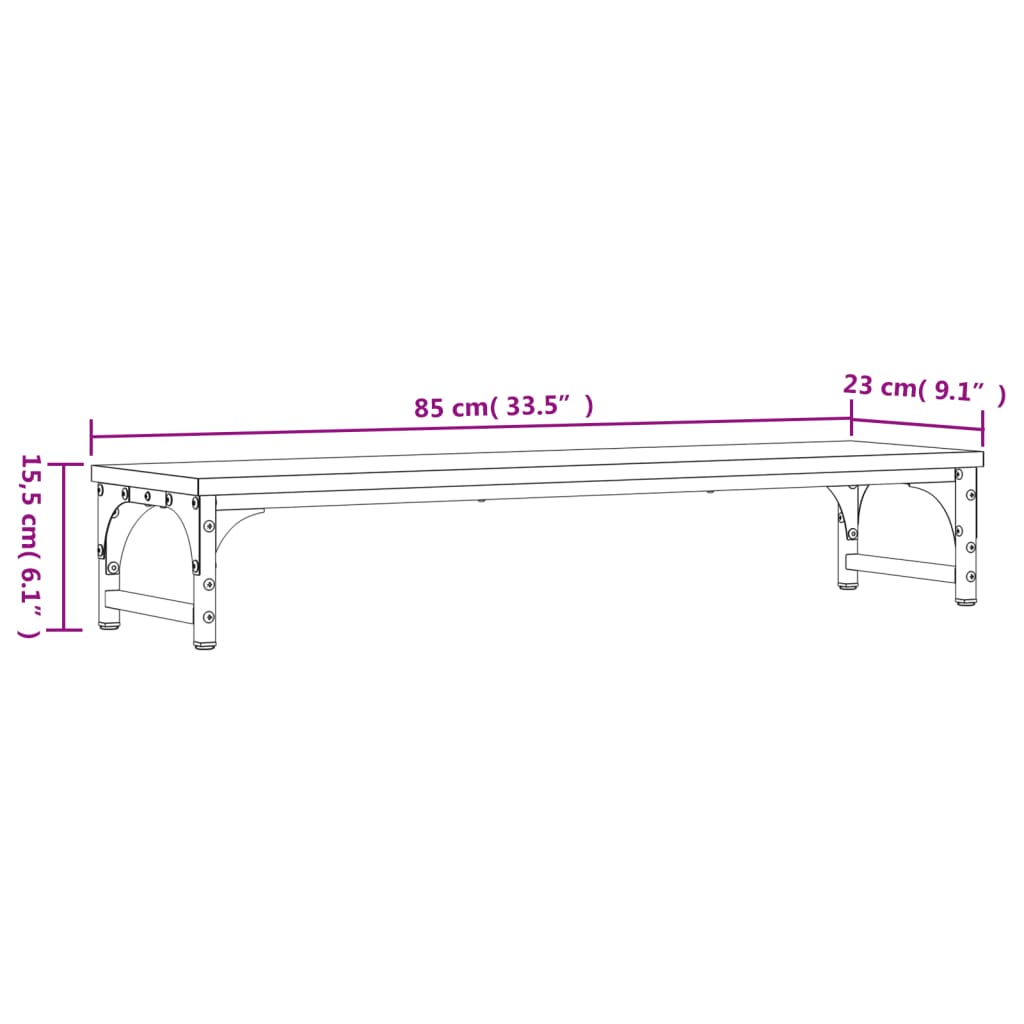 vidaXL Βάση Οθόνης Γκρι Sonoma 85x23x15,5 εκ. από Επεξεργασμένο Ξύλο