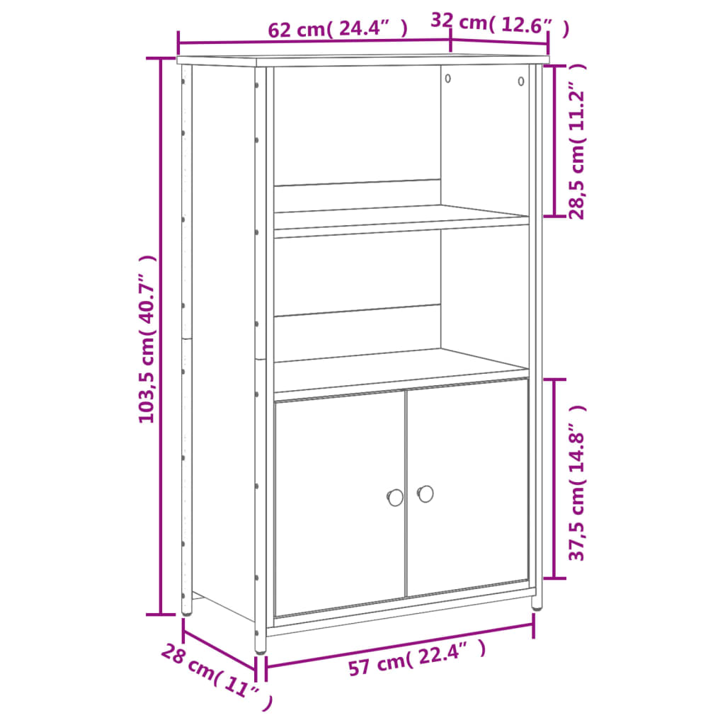 vidaXL Ντουλάπι Γκρι Sonoma 62 x 32 x 103,5 εκ. από Επεξεργασμένο Ξύλο
