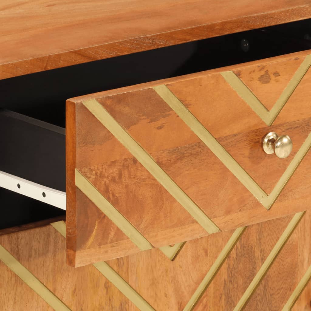 vidaXL Κομοδίνο Καφέ και Μαύρο 50x33x60 εκ. από Μασίφ Ξύλο Μάνγκο