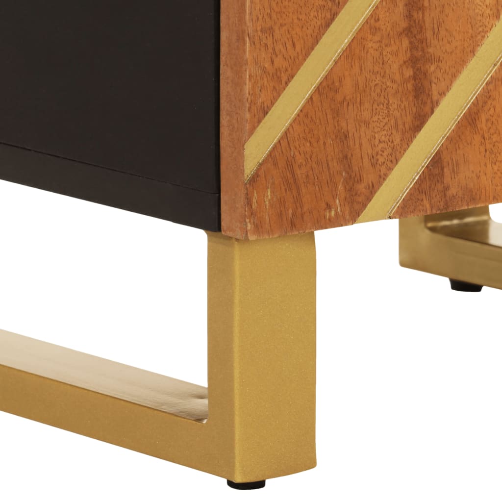 vidaXL Ντουλάπι Μπάνιου Καφέ/Μαύρο 38x33,5x160 εκ. Μασίφ Ξύλο Μάνγκο