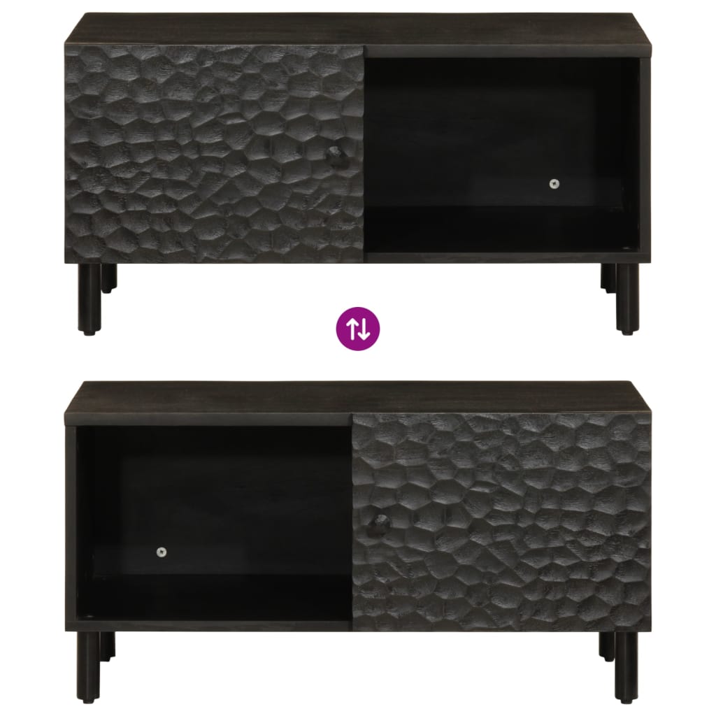 vidaXL Τραπεζάκι Σαλονιού Μαύρο 80 x 50 x 40 εκ. από Μασίφ Ξύλο Μάνγκο