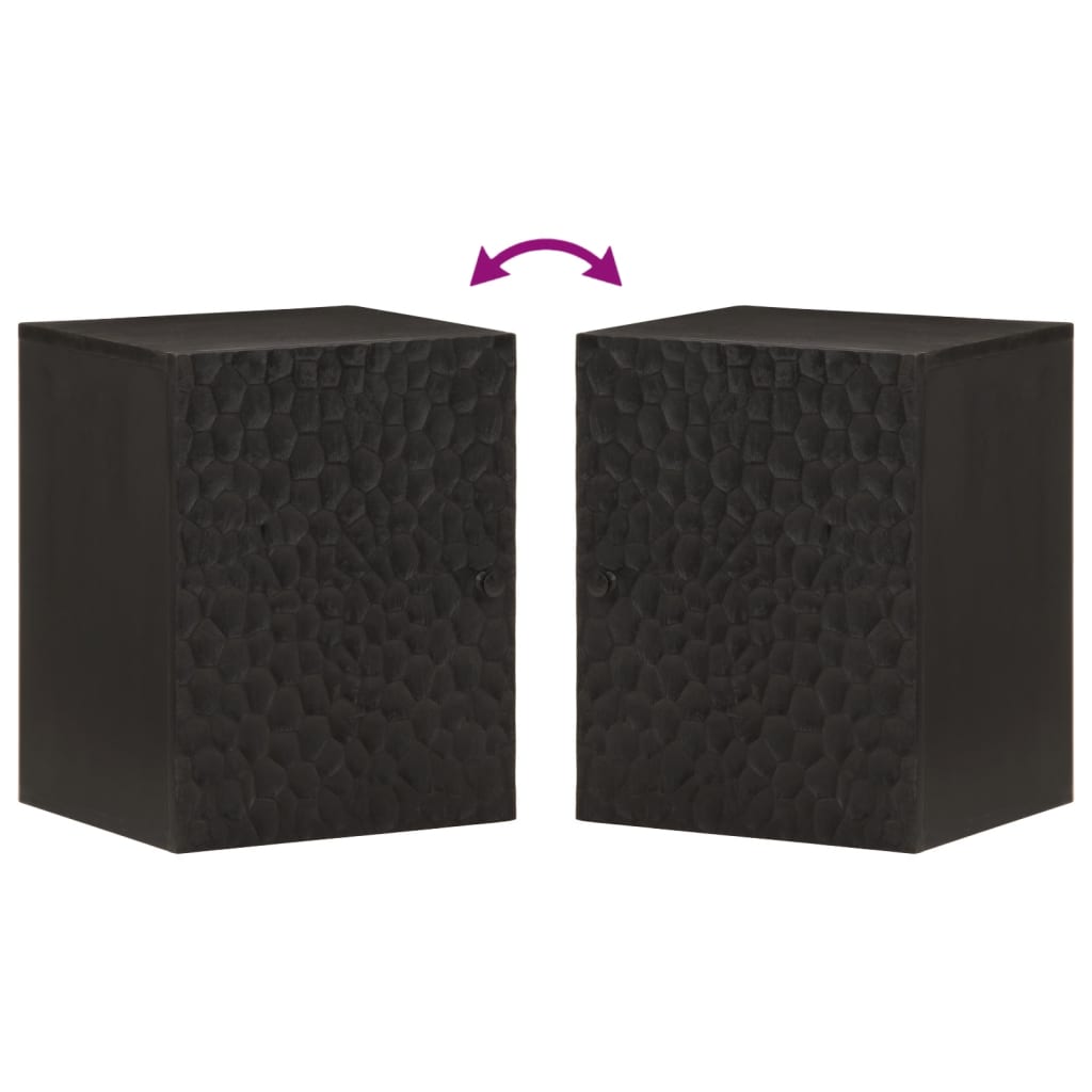 vidaXL Ντουλάπι Μπάνιου Επιτοίχιο Μαύρο 38x33x48 εκ. Μασίφ Ξύλο Μάνγκο