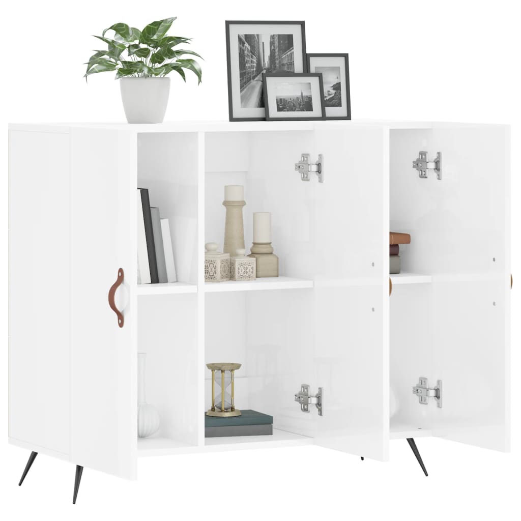 vidaXL Ντουλάπι Γυαλιστερό Λευκό 90 x 34 x80 εκ. Επεξεργασμένο Ξύλο
