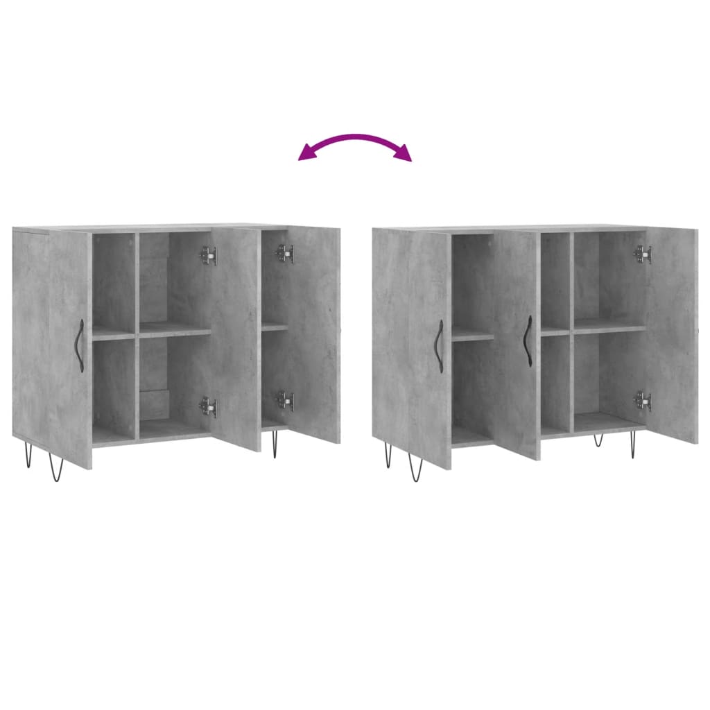 vidaXL Ντουλάπι Γκρι Σκυροδέματος 90x34x80 εκ. Επεξεργασμένο Ξύλο