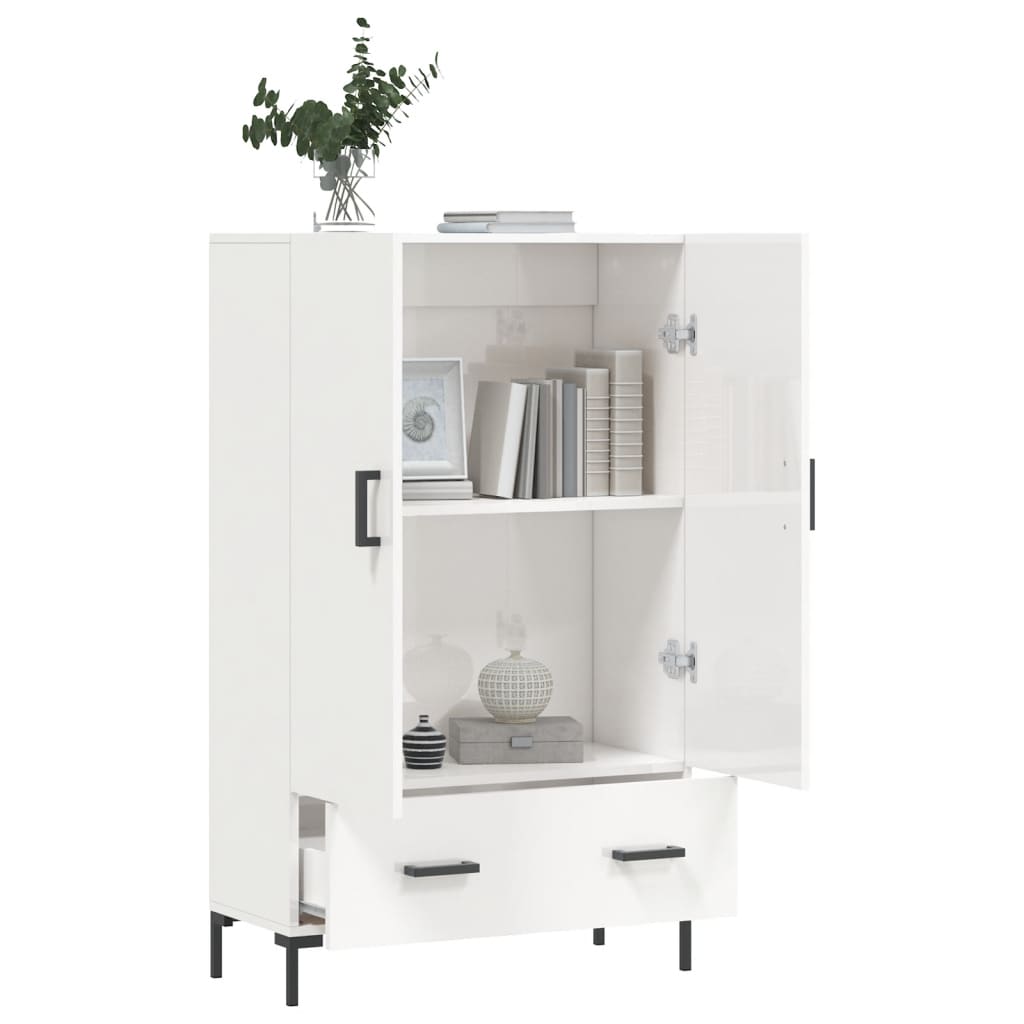 vidaXL Ντουλάπα Γυαλ. Λευκό 69,5 x 31 x 115 εκ. από Επεξεργασμένο Ξύλο