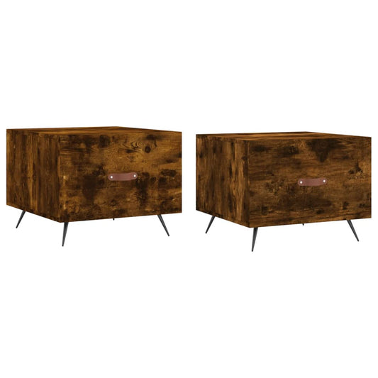 vidaXL Τραπεζάκια Σαλονιού 2 τεμ Καπνιστή Oak 50x50x40 εκ Επεξ. Ξύλο