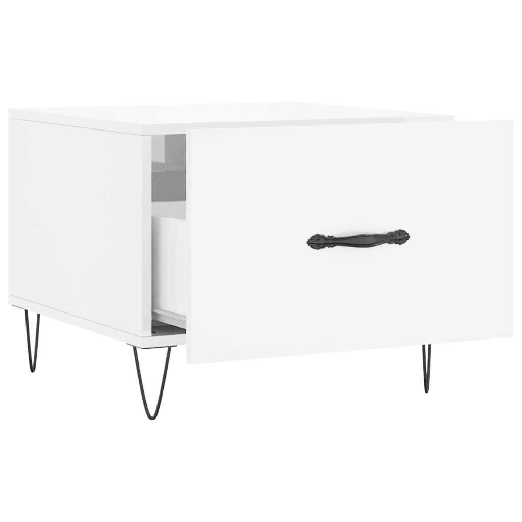 vidaXL Τραπεζάκι Σαλονιού Γυαλ. Λευκό 50 x 50 x 40 εκ. Επεξεργ. Ξύλο