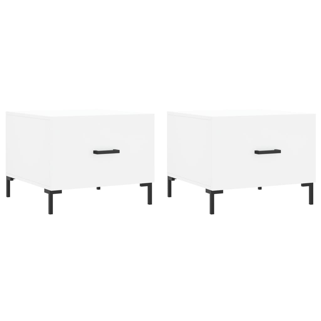 vidaXL Τραπεζάκια Σαλονιού 2 τεμ. Λευκά 50x50x40 εκ Επεξεργασμένο Ξύλο