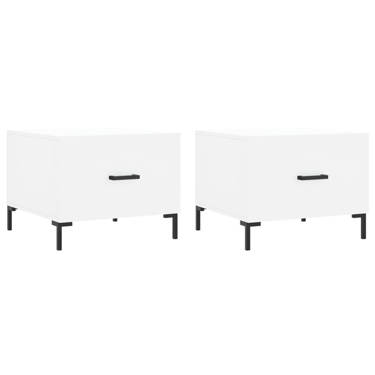 vidaXL Τραπεζάκια Σαλονιού 2 τεμ. Λευκά 50x50x40 εκ Επεξεργασμένο Ξύλο