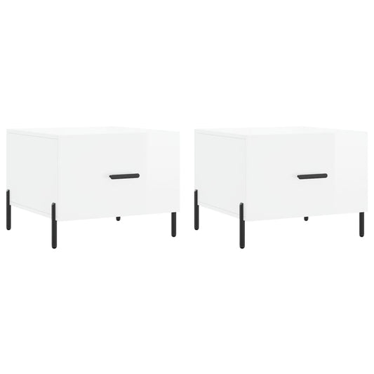 vidaXL Τραπεζάκια Σαλονιού 2 τεμ. Λευκά 50x50x40 εκ Επεξεργασμένο Ξύλο