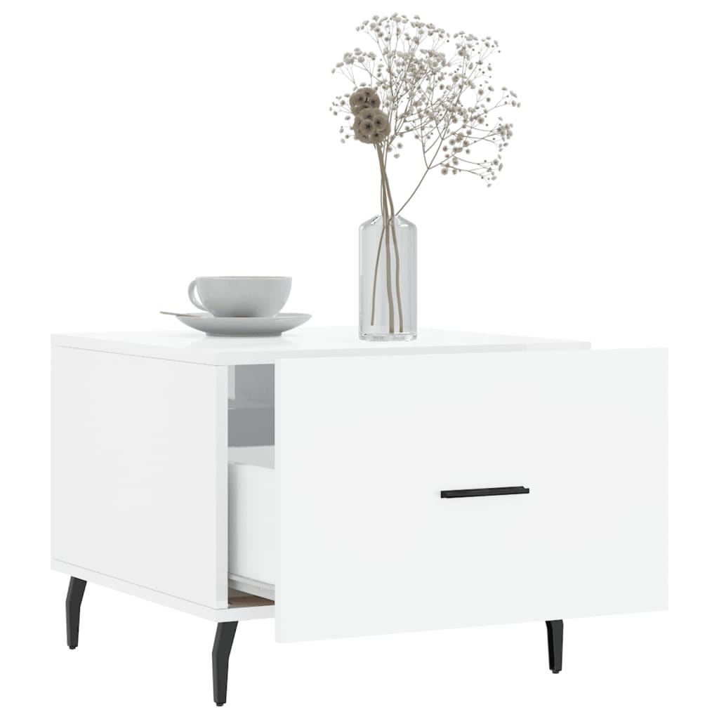 vidaXL Τραπεζάκι Σαλονιού Γυαλ. Λευκό 50 x 50 x 40 εκ. Επεξεργ. Ξύλο