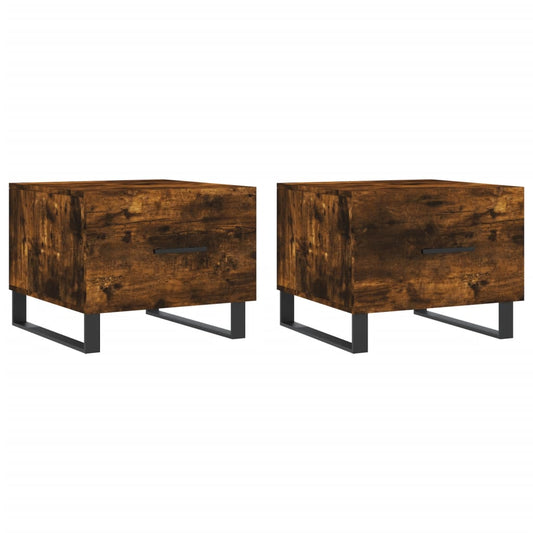 vidaXL Τραπεζάκια Σαλονιού 2 τεμ Καπνιστή Oak 50x50x40 εκ Επεξ. Ξύλο