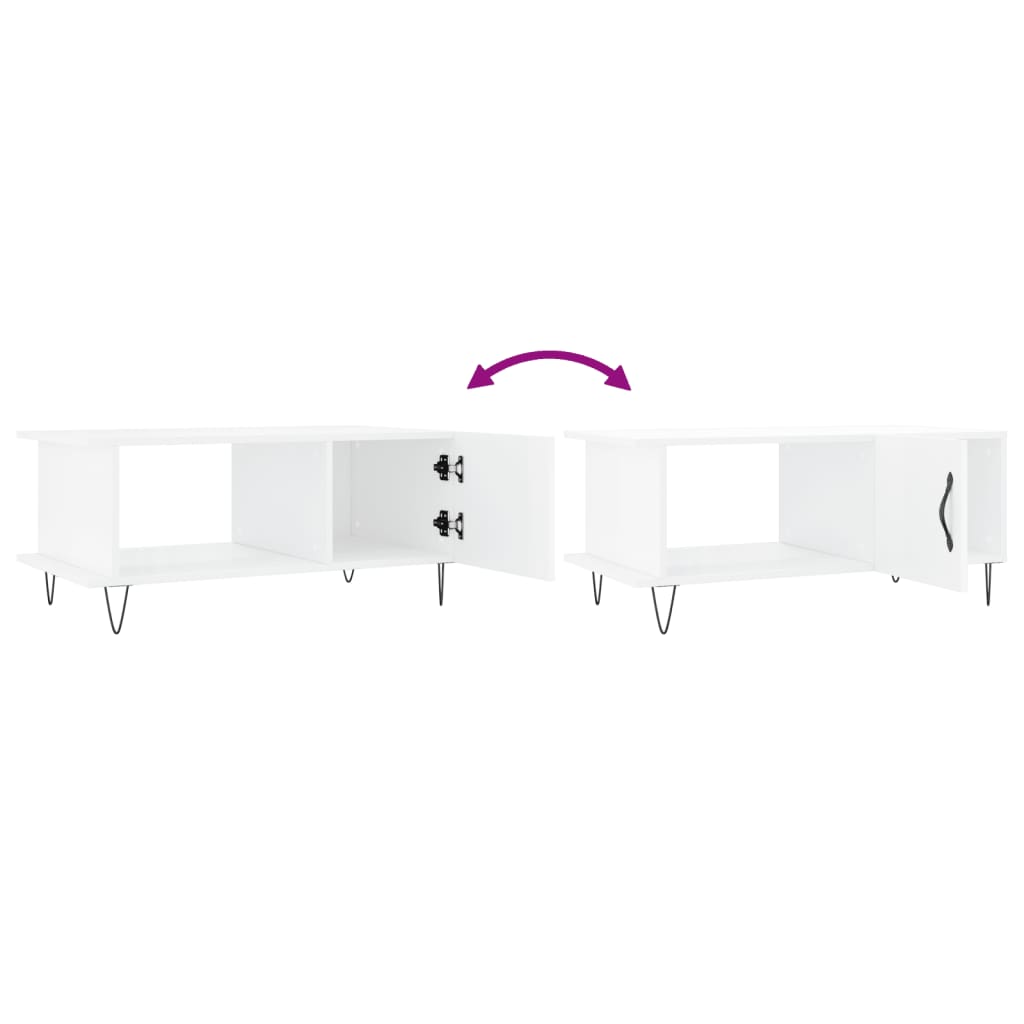 vidaXL Τραπεζάκι Σαλονιού Γυαλ. Λευκό 90x50x40 εκ. Επεξεργ. Ξύλο