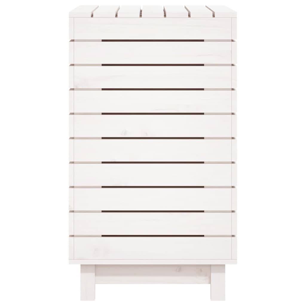 vidaXL Καλάθι Ρούχων Λευκό 88,5x44x76 εκ. από Μασίφ Ξύλο Πεύκου