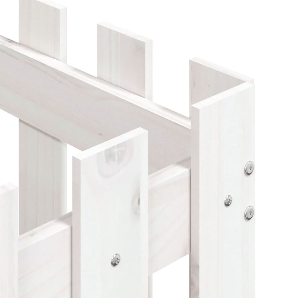 vidaXL Ζαρντινιέρα με Σχέδιο Φράχτη Λευκή 50 x 50 x 50 εκ. Μασίφ Πεύκο