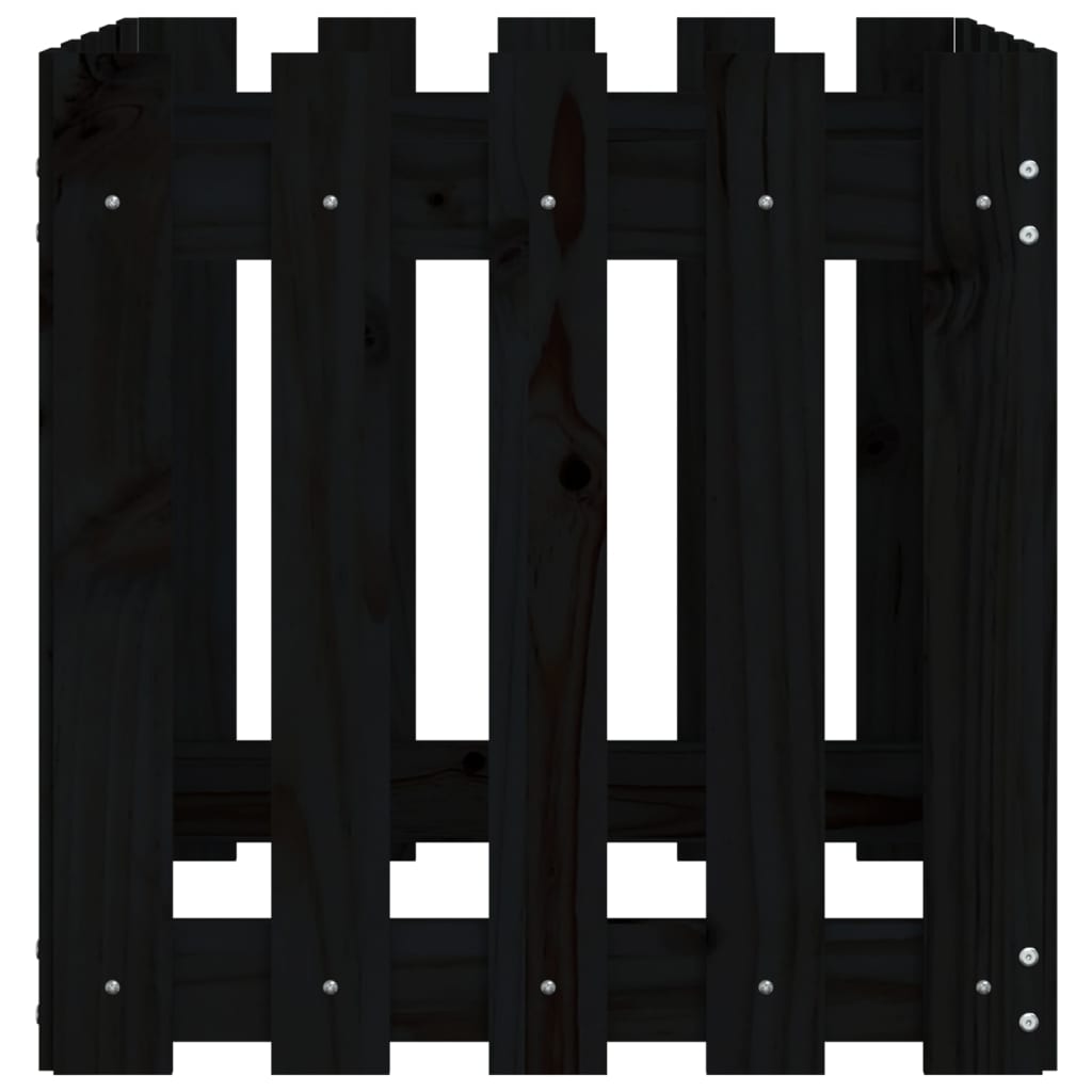 vidaXL Ζαρντινιέρα με Σχέδιο Φράχτη Μαύρη 50 x 50 x 50 εκ. Μασίφ Πεύκο