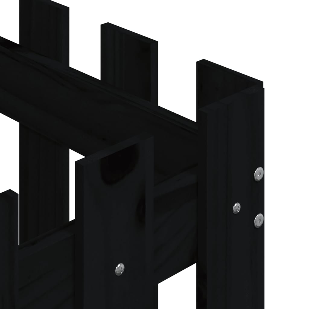 vidaXL Ζαρντινιέρα με Σχέδιο Φράχτη Μαύρη 50 x 50 x 50 εκ. Μασίφ Πεύκο