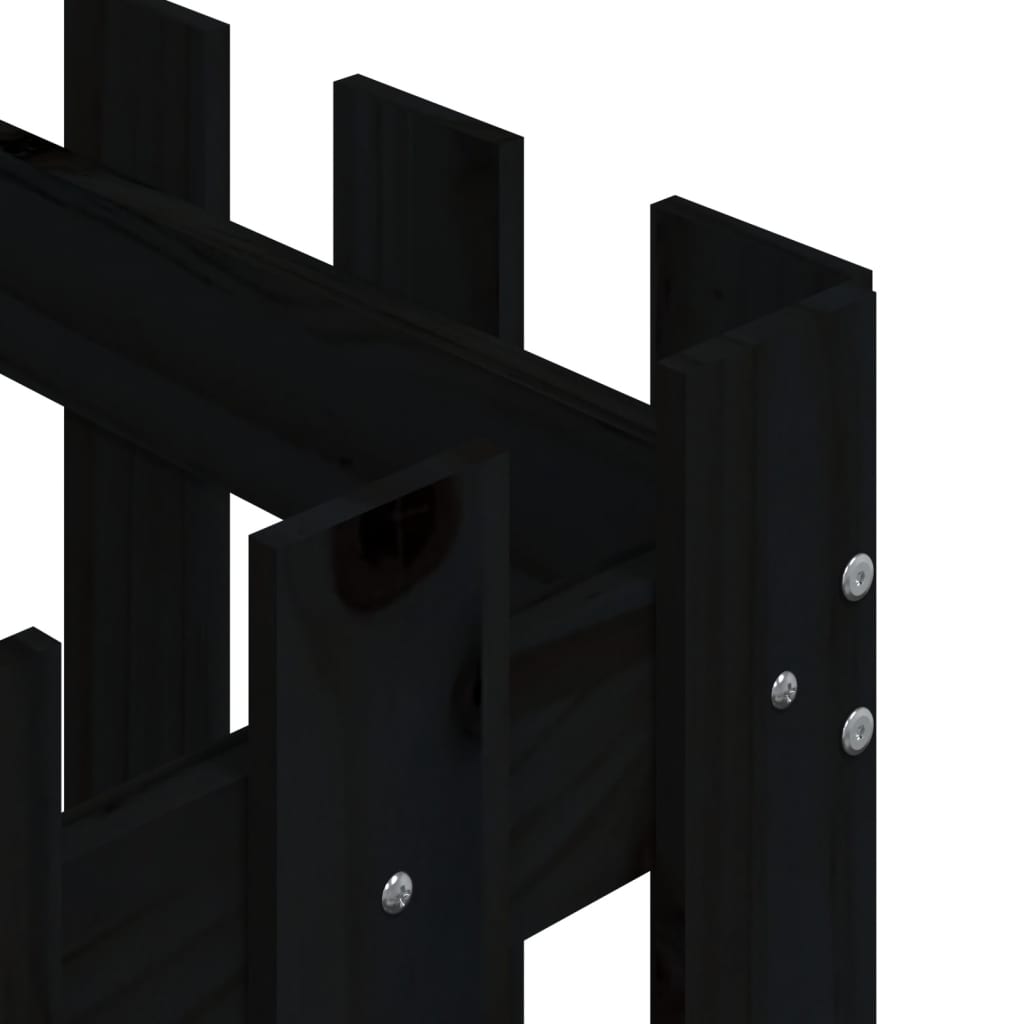 vidaXL Ζαρντινιέρα με Σχέδιο Φράχτη Μαύρη 60 x 60 x 60 εκ. Μασίφ Πεύκο