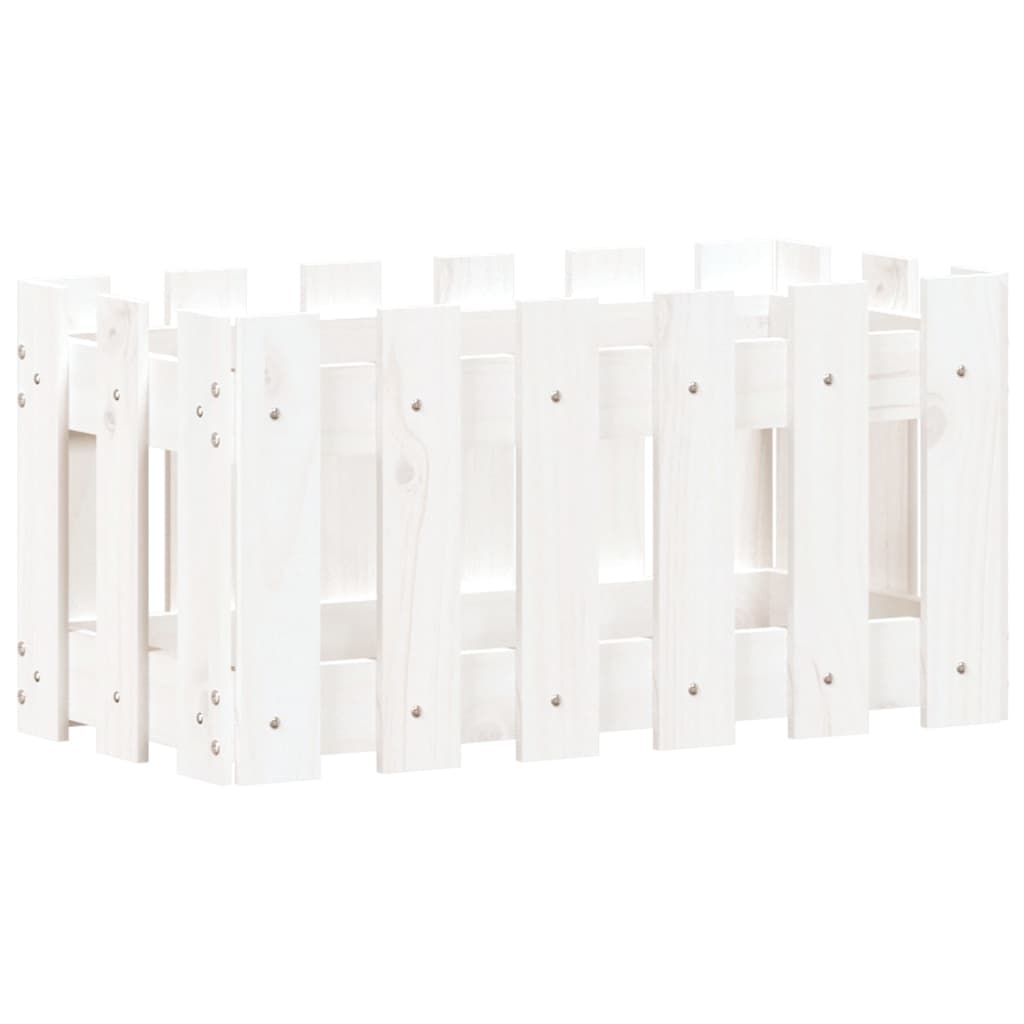 vidaXL Ζαρντινιέρα με Σχέδιο Φράχτη Λευκή 60 x 30 x 30 εκ. Μασίφ Πεύκο