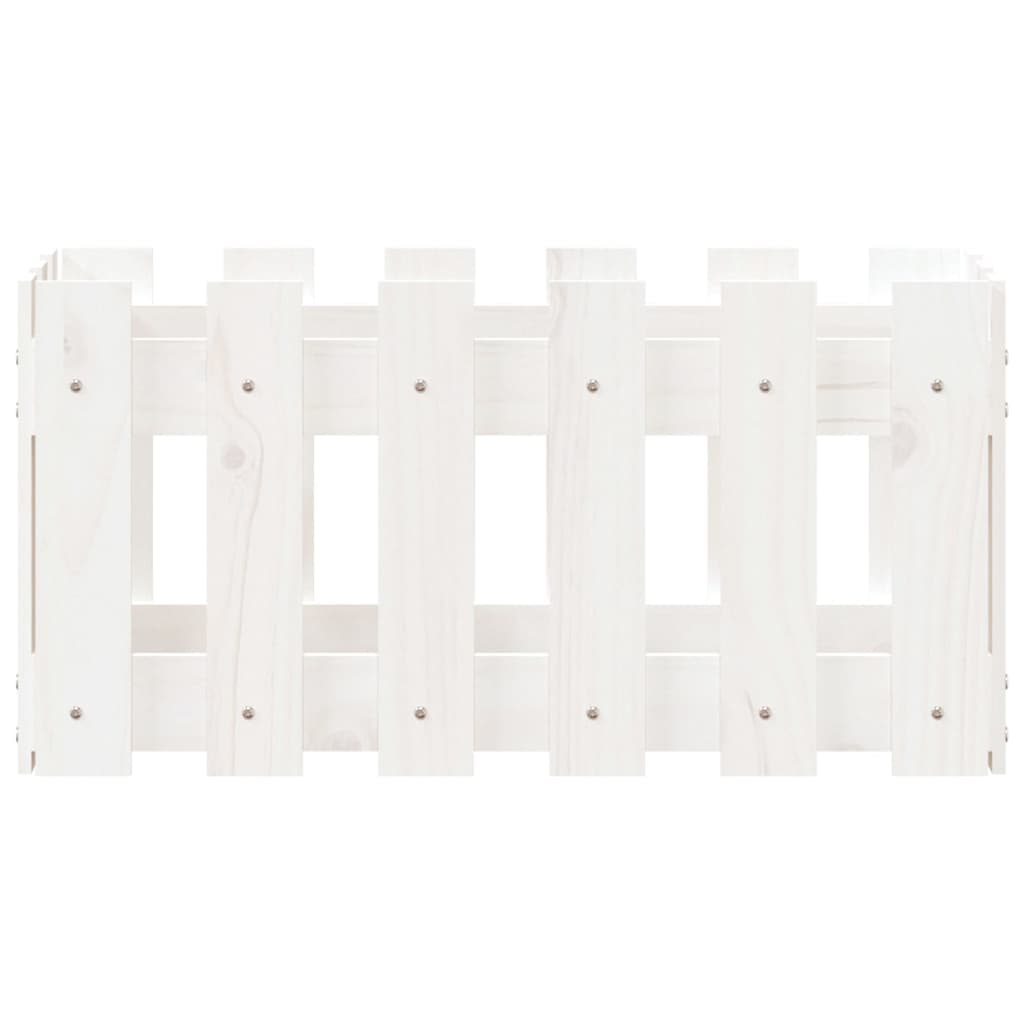 vidaXL Ζαρντινιέρα με Σχέδιο Φράχτη Λευκή 60 x 30 x 30 εκ. Μασίφ Πεύκο