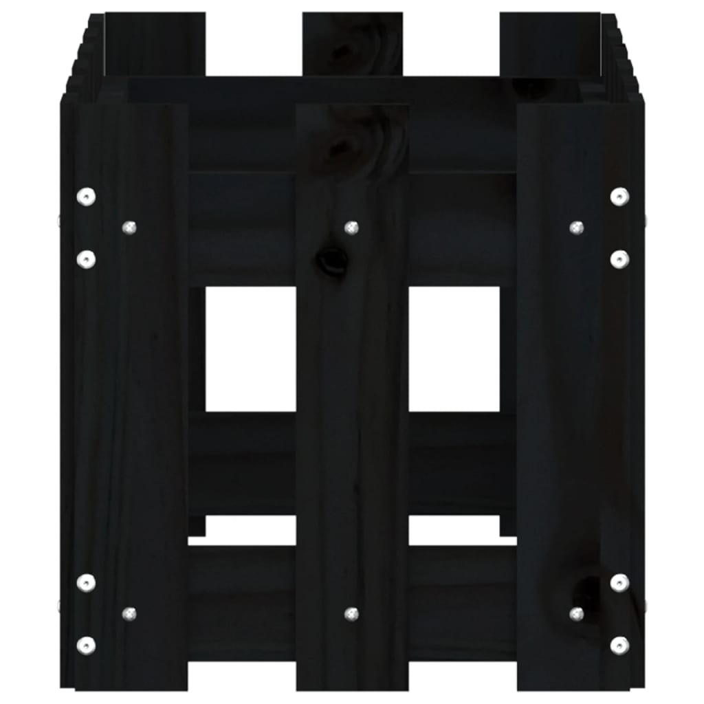 vidaXL Ζαρντινιέρα με Σχέδιο Φράχτη Μαύρη 60 x 30 x 30 εκ. Μασίφ Πεύκο