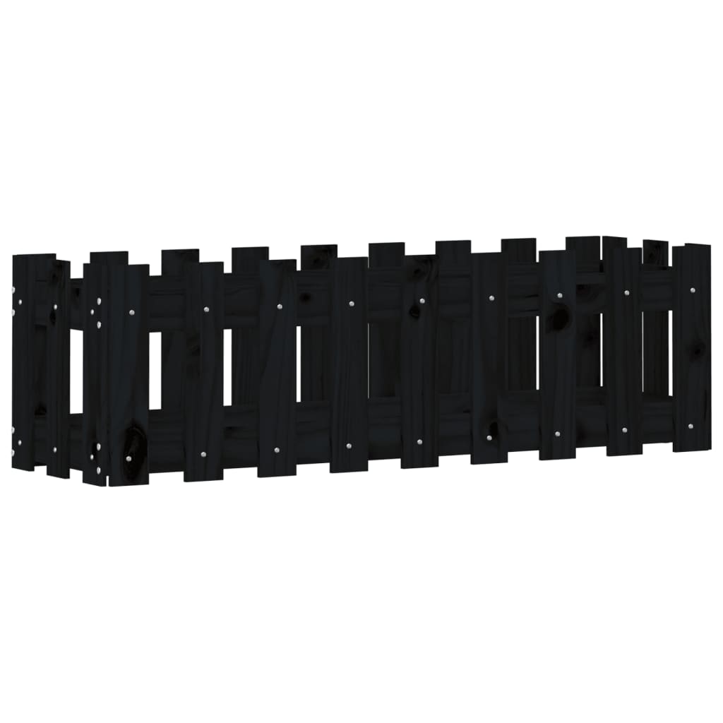 vidaXL Ζαρντινιέρα Υπερυψωμένη Σχ Φράχτη Μαύρη 100x30x30εκ Μασίφ Πεύκο