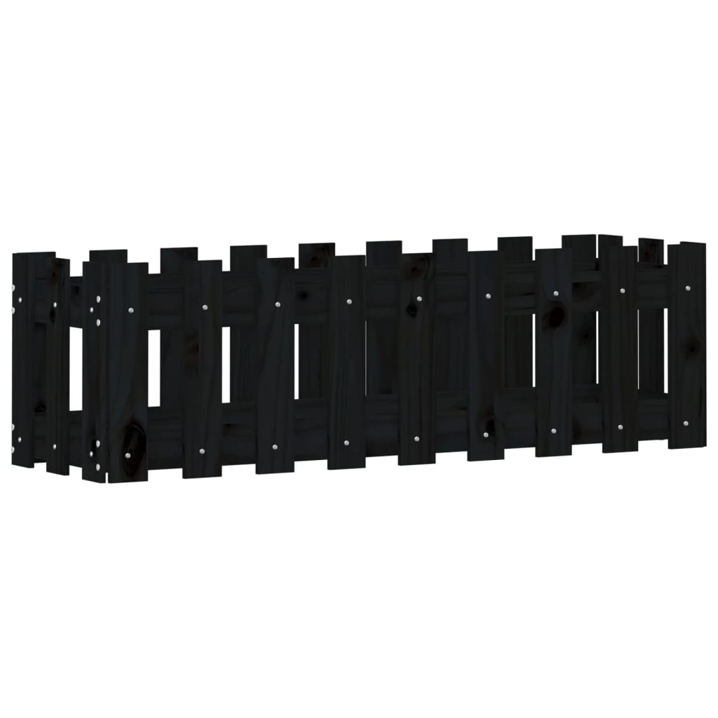 vidaXL Ζαρντινιέρα Υπερυψωμένη Σχ Φράχτη Μαύρη 100x30x30εκ Μασίφ Πεύκο