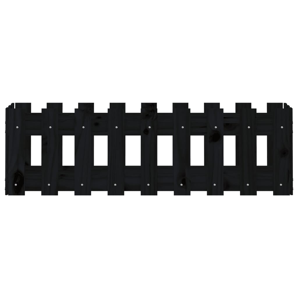 vidaXL Ζαρντινιέρα Υπερυψωμένη Σχ Φράχτη Μαύρη 100x30x30εκ Μασίφ Πεύκο