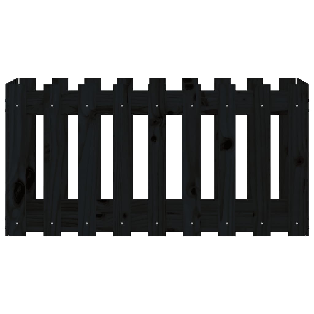 vidaXL Ζαρντινιέρα Υπερυψωμένη Σχ Φράχτη Μαύρη 100x50x50εκ Μασίφ Πεύκο