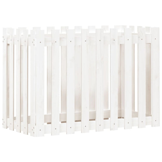 vidaXL Ζαρντινιέρα Υπερυψωμένη Σχ Φράχτη Λευκή 100x50x70εκ Μασίφ Πεύκο