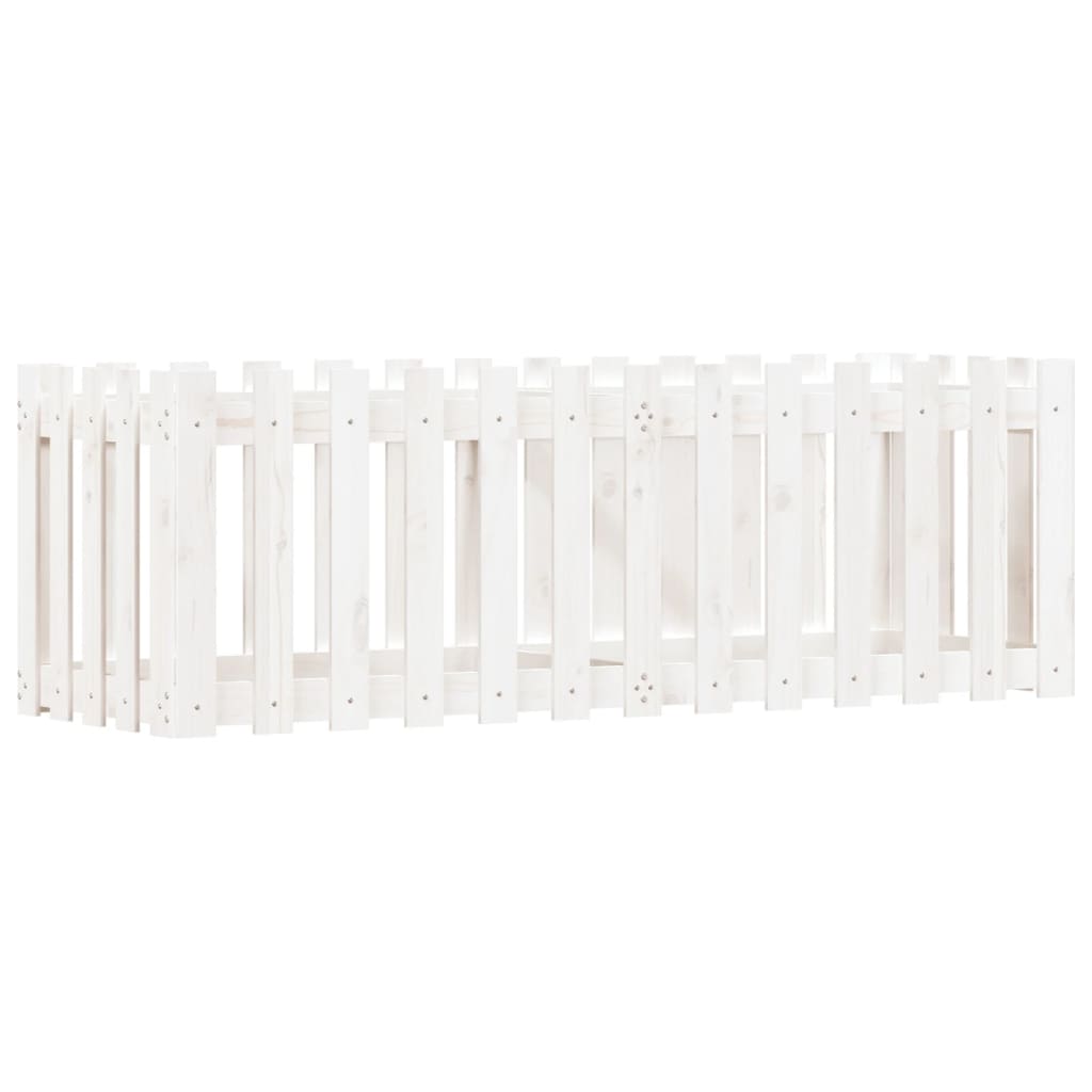 vidaXL Ζαρντινιέρα Υπερυψωμένη Σχ Φράχτη Λευκή 150x50x50εκ Μασίφ Πεύκο