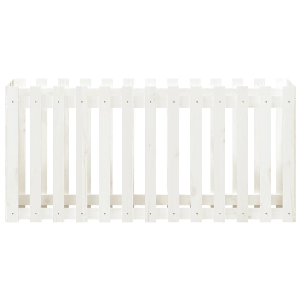 vidaXL Ζαρντινιέρα Υπερυψωμένη Σχ Φράχτη Λευκή 150x50x70εκ Μασίφ Πεύκο
