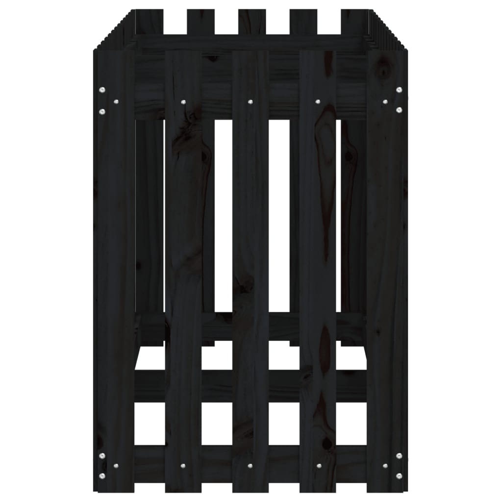 vidaXL Ζαρντινιέρα Υπερυψωμένη Σχ Φράχτη Μαύρη 150x50x70εκ Μασίφ Πεύκο