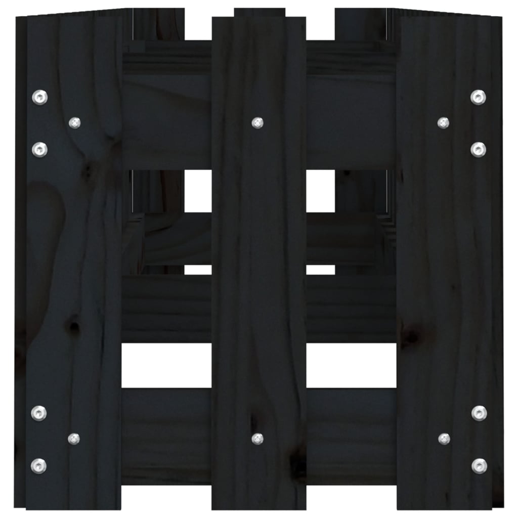 vidaXL Ζαρντινιέρα με Σχέδιο Φράχτη Μαύρη 200x30x30 εκ. Μασίφ Πεύκο