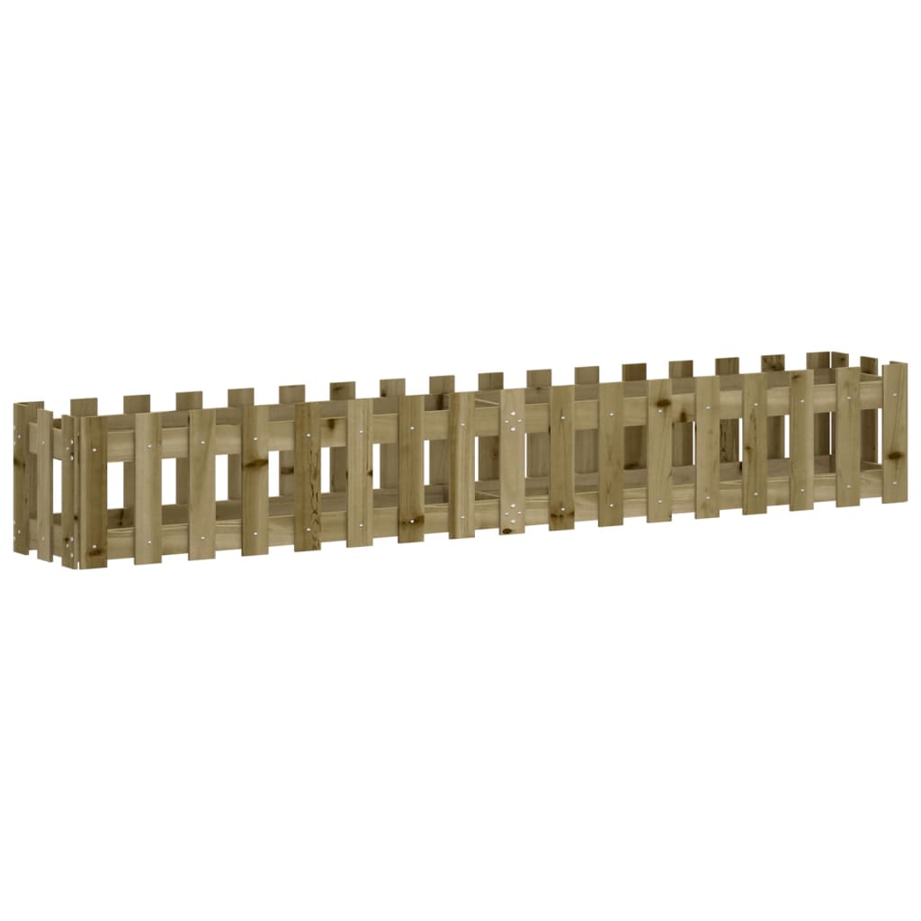 vidaXL Ζαρντινιέρα με Σχέδιο Φράχτη 200x30x30εκ. Εμποτισμ. Ξύλο Πεύκου