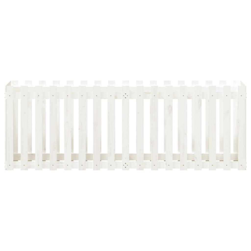 vidaXL Ζαρντινιέρα με Σχέδιο Φράχτη Λευκή 200x50x70 εκ. Μασίφ Πεύκο